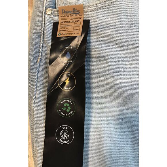 NEW Organic Blue Womens Jeans Size 11/30 90s Wide Leg Jean Mindful Collection - Picture 3 of 8